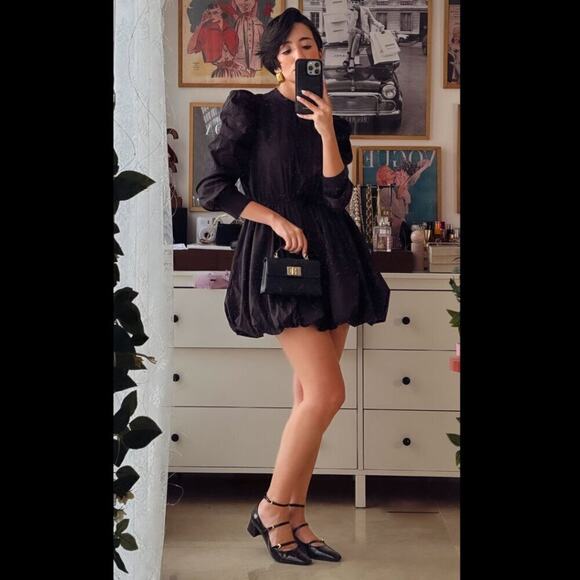 ZARA Cotton Balloon Sleeve Mini Dress 🖤✨ NWT - Picture 14 of 16